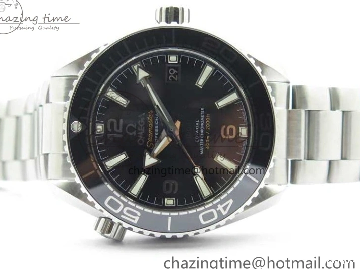 0217 Planet Ocean 39.5mm Black Ceramic Bezel SS VSF 1:1 Best Edition Black Dial on SS Bracelet A Stretchable 7890